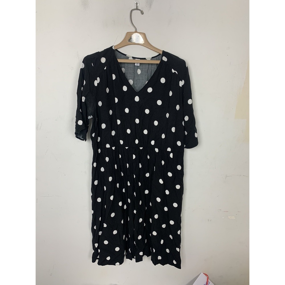 Old Navy Womens‎ Dress XXL Black Polka Dot Retro Pinup Wedding Office Career